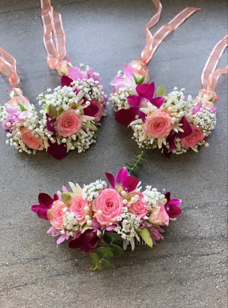 Fresh Flower Bridal Bracelets Set (46)