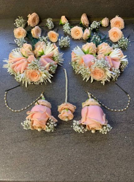 BS42 Detailed Bridal Set With Pearlchain Sahare